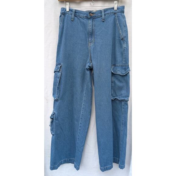 Universal Thread Womens Wide Leg Cargo Jeans Size 10R Retro Baggy High Rise - Picture 1 of 7